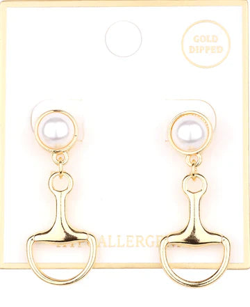 Pearl Horse Bit Earrings